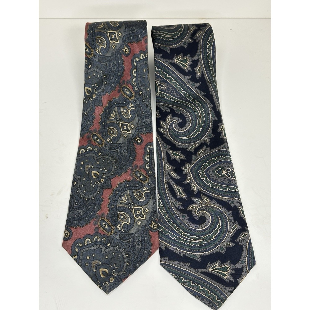 Ted Lapidus,‎ Men's Vintage Silk Neckties, Lot Of 2, Multicolor/Pattern